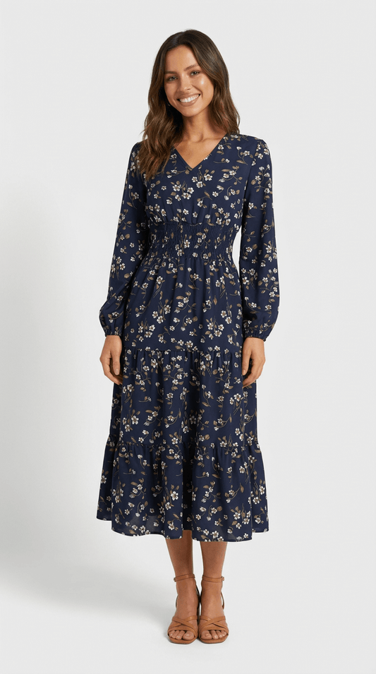 Elowen | Floral Smocked Midi Dress