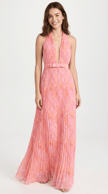 Eloria | Pleated Halter Maxi Dress