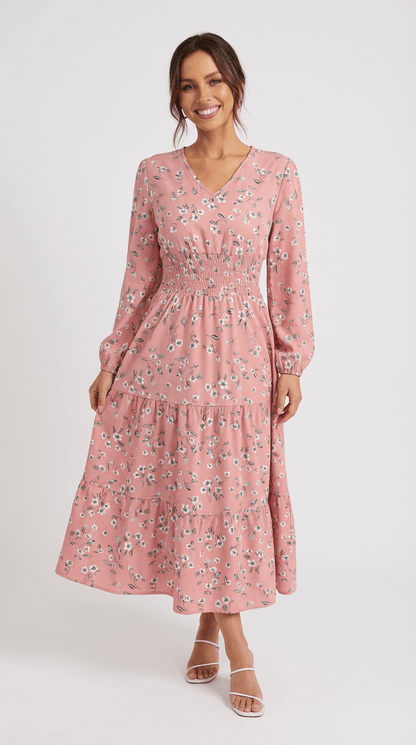 Elowen | Floral Smocked Midi Dress