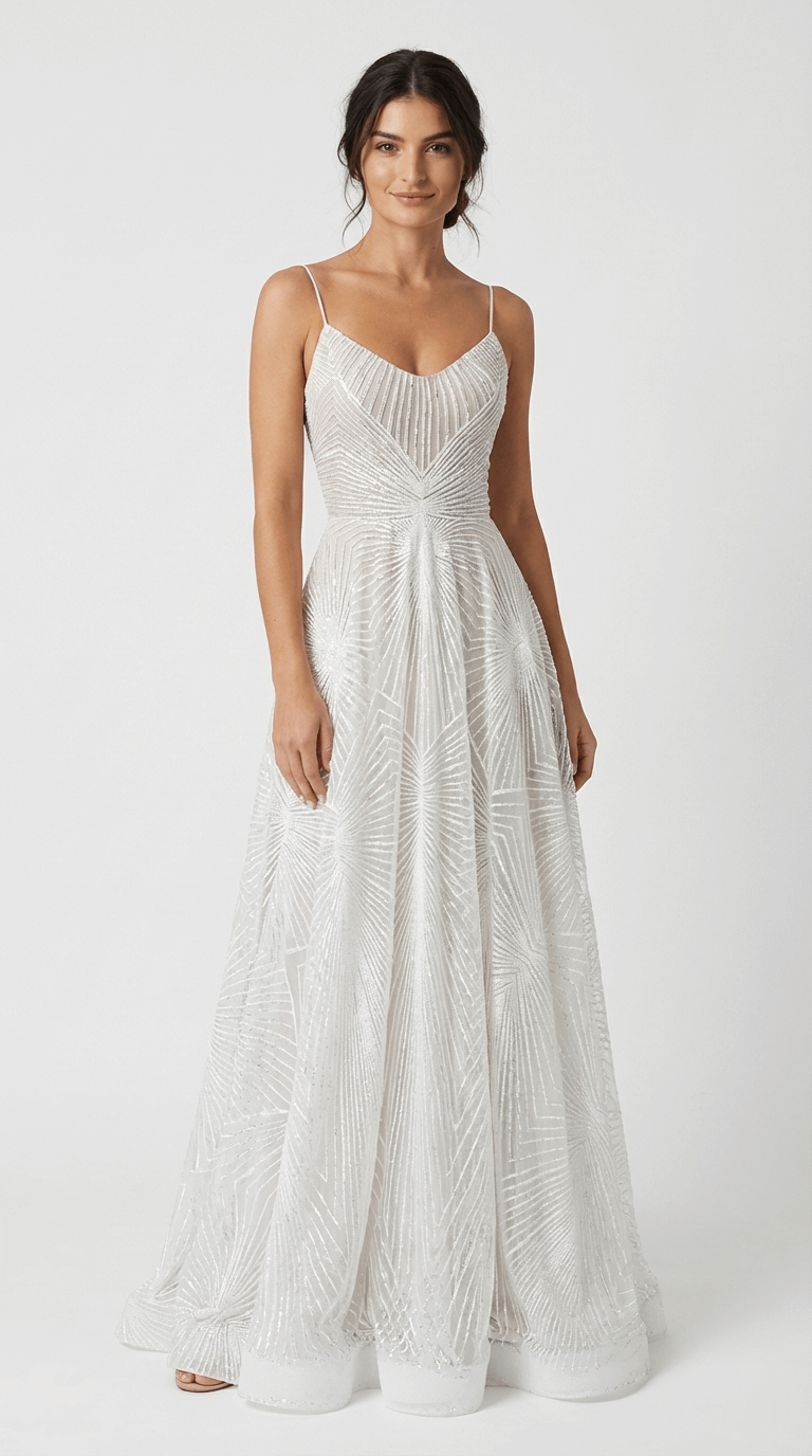 Charlise | White Sequin Maxi Dress