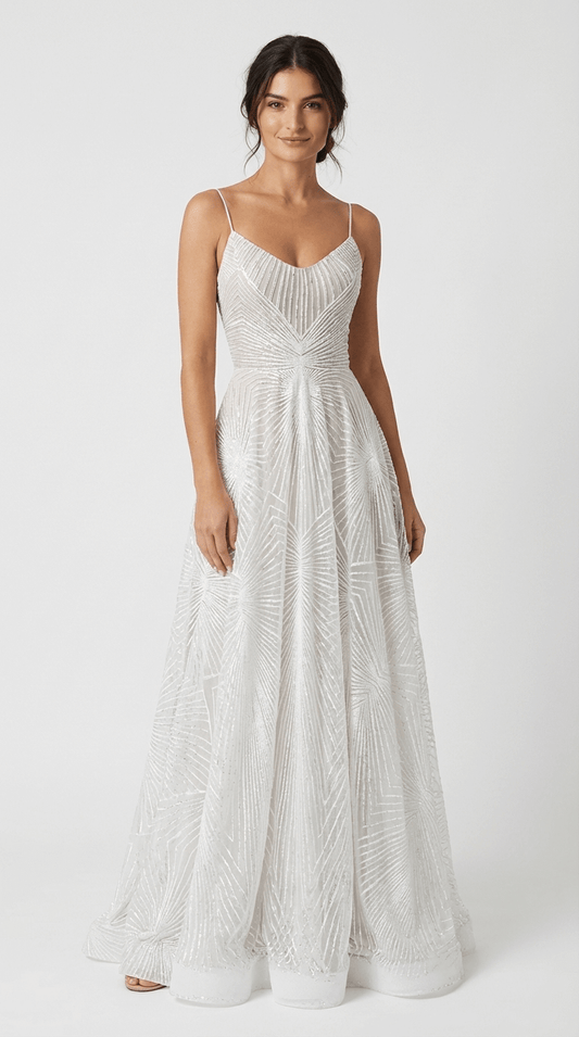 Charlise | White Sequin Maxi Dress