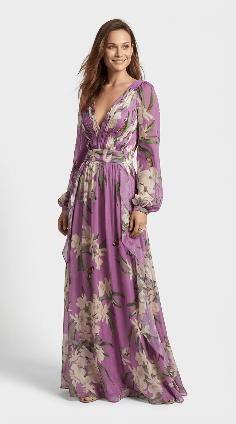 Amelina | Floral Long-Sleeve Dress