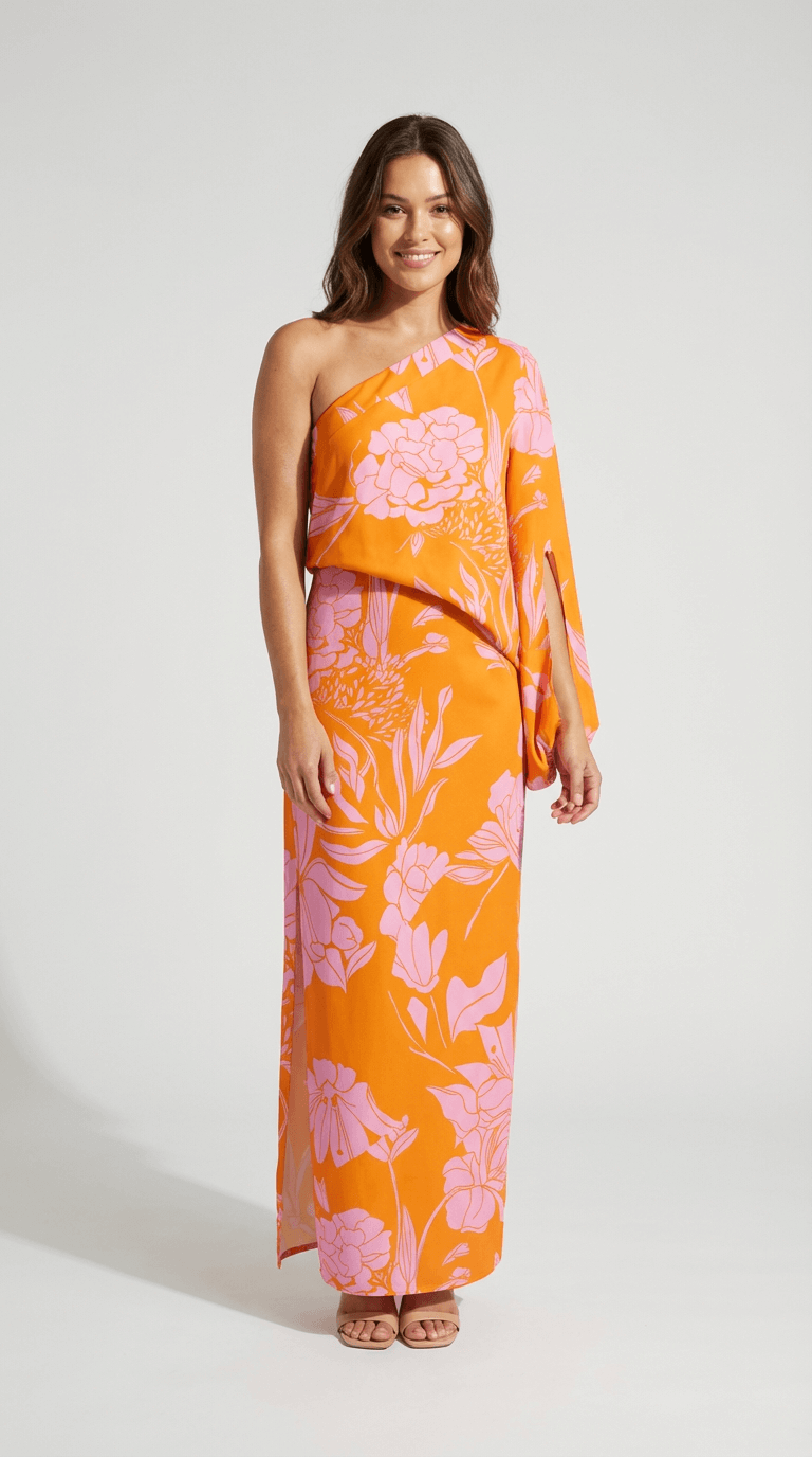 Rosella | Printed One-Shoulder Floral Dress
