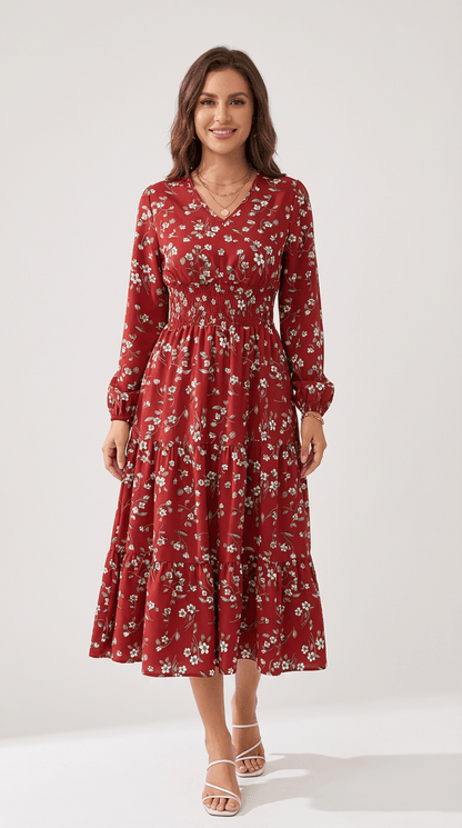 Elowen | Floral Smocked Midi Dress
